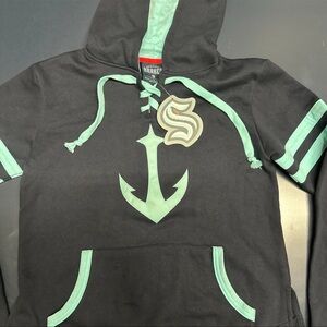 Seattle Krakens Black Hoodie with Mint Green Anchor Accent With Tags
